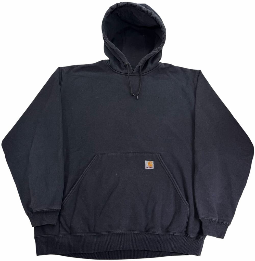 Vintage Carhartt Hoodie Men's XL Black Embroidered Workwear Pullover Sweatshirt